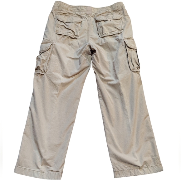 LL Bean Khakis Flannel Lined Pants 36x29 Straight Leg Cargo Tan Y2K Gorpcore - Picture 2 of 8